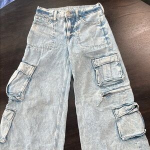 GAP Wide Leg Cargo Jeans – Light Wash Y2K Style